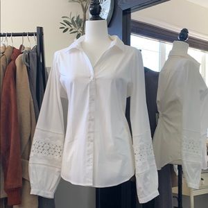 Puffed sleeve white blouse